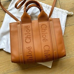 Chloe Small Woody Tote Bag Leather Caramel